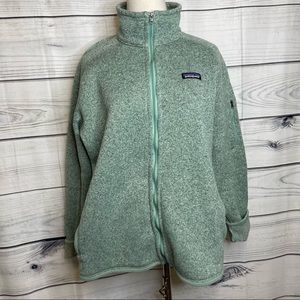 Green full zip jacket, made of recycled polyester